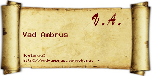 Vad Ambrus névjegykártya